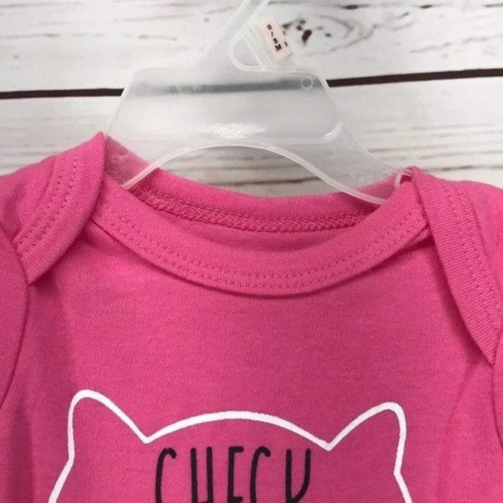 Swiggles Check Meowt Pink Girls Cat‎ Bodysuit 6-9 Months
